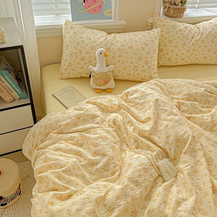 91家纺网 家纺一手货源 找家纺 仟网汇 2025新款云感皱皱纱简单款四件套 舒芙蕾 