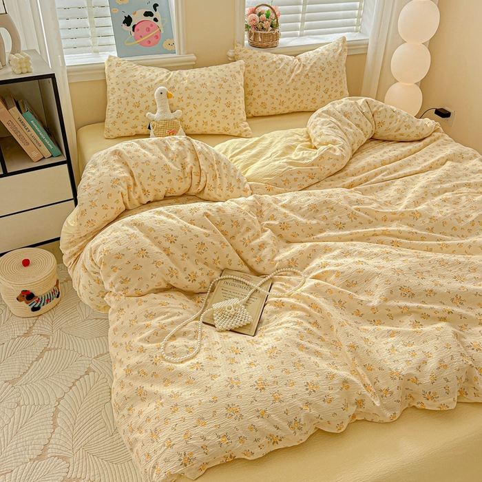 91家纺网 家纺一手货源 找家纺 仟网汇 2025新款云感皱皱纱简单款四件套 舒芙蕾 