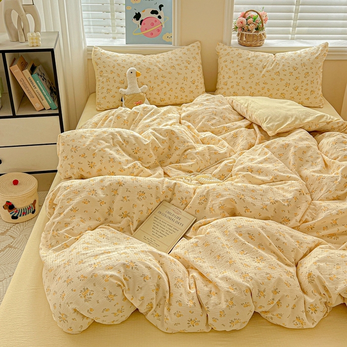 91家纺网 家纺一手货源 找家纺 仟网汇 2025新款云感皱皱纱简单款四件套 舒芙蕾 