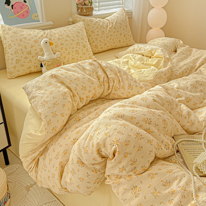 91家纺网 家纺一手货源 找家纺 仟网汇 2025新款云感皱皱纱简单款四件套 舒芙蕾 