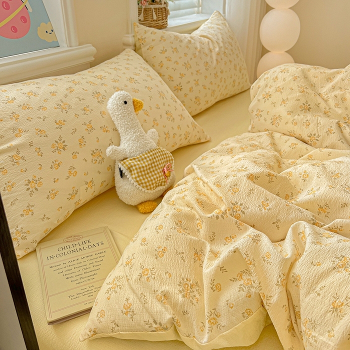 91家纺网 家纺一手货源 找家纺 仟网汇 2025新款云感皱皱纱简单款四件套 舒芙蕾 