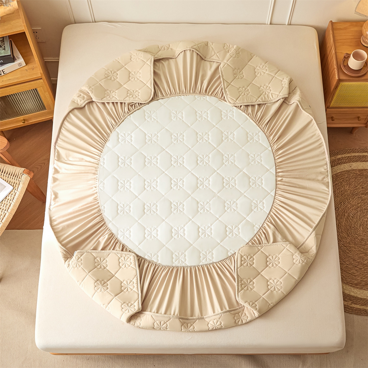 91家纺网 家纺一手货源 找家纺 （总）雯豆家纺 2025新款简约防水款水洗棉夹棉床笠