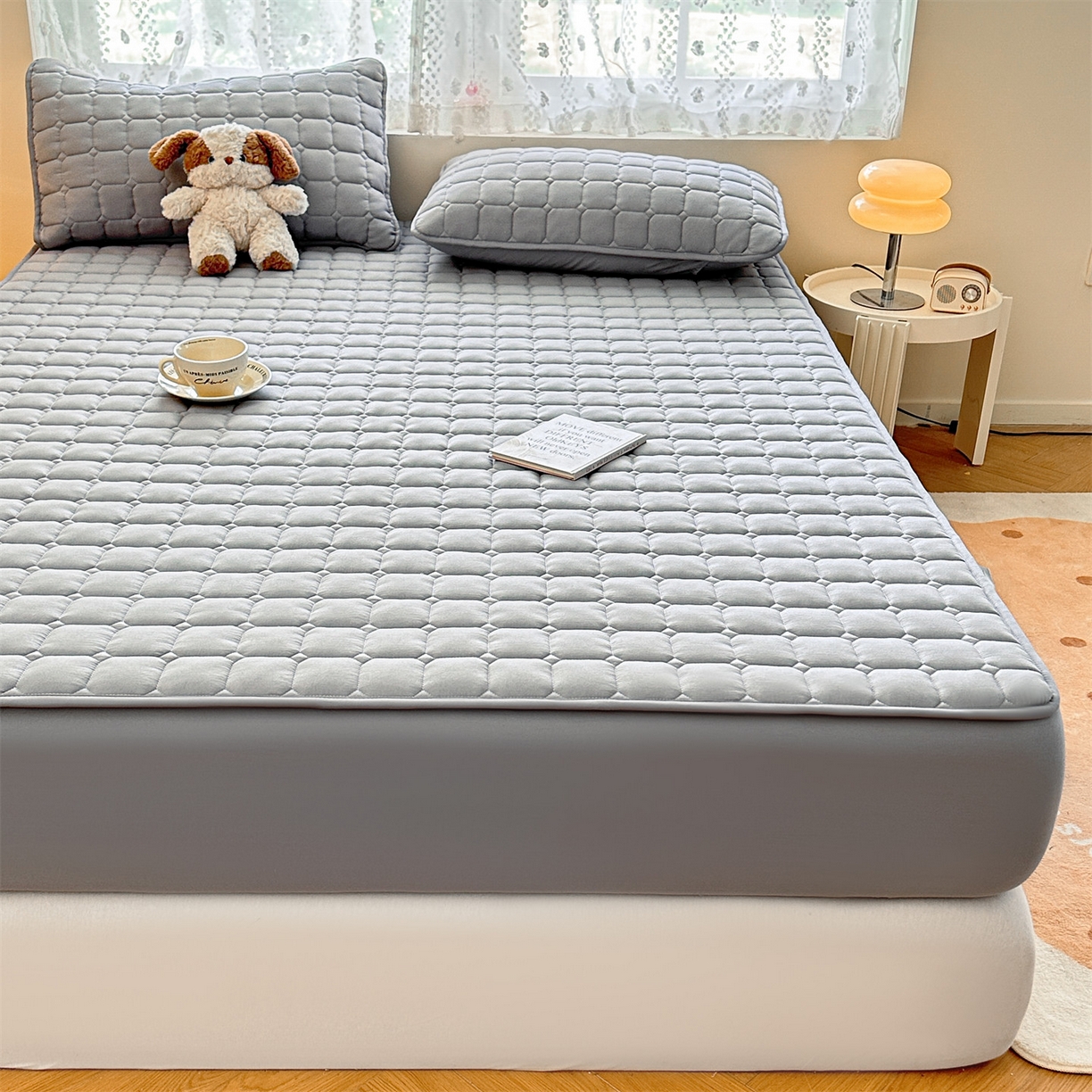 91家纺网 家纺一手货源 找家纺 （总）雯豆家纺 2025新款简约水洗棉夹棉床笠-雅韵