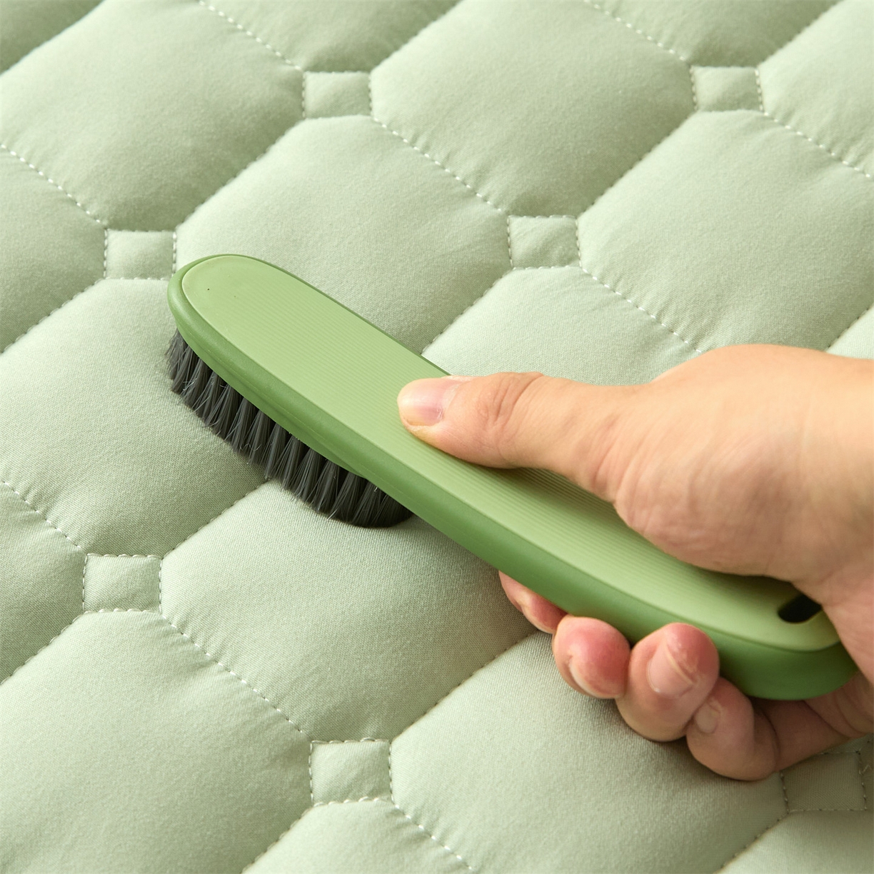 91家纺网 家纺一手货源 找家纺 雯豆家纺 2025新款简约水洗棉夹棉床笠-雅韵 雅韵-清雅绿