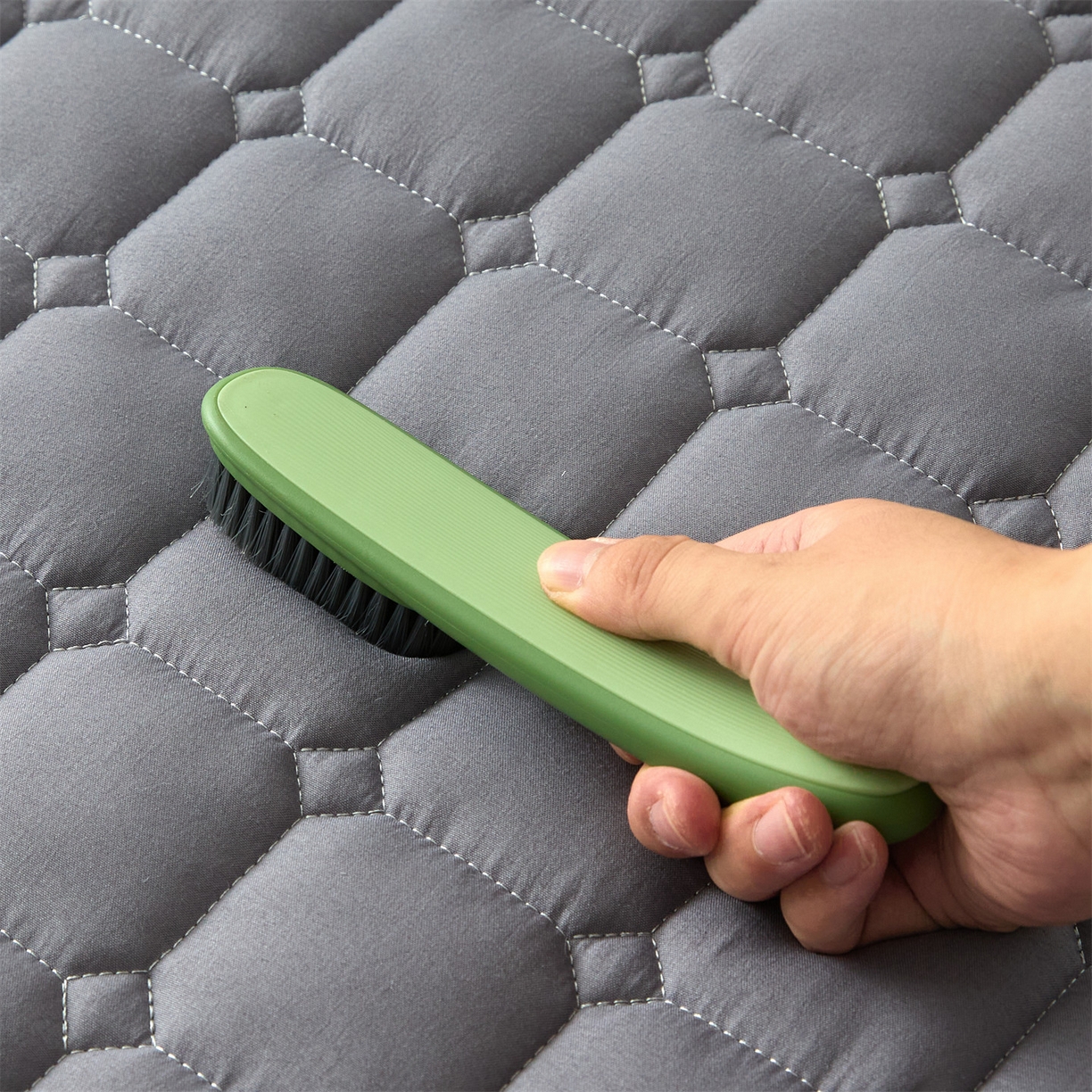 91家纺网 家纺一手货源 找家纺 雯豆家纺 2025新款简约水洗棉夹棉床笠-雅韵 雅韵-深空灰