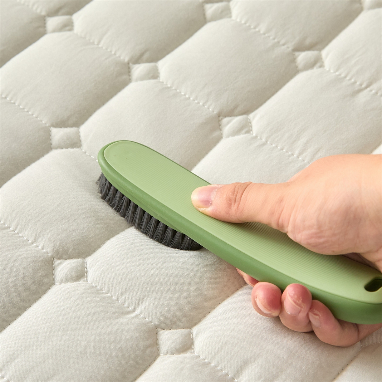 91家纺网 家纺一手货源 找家纺 雯豆家纺 2025新款简约水洗棉夹棉床笠-雅韵 雅韵-月光白