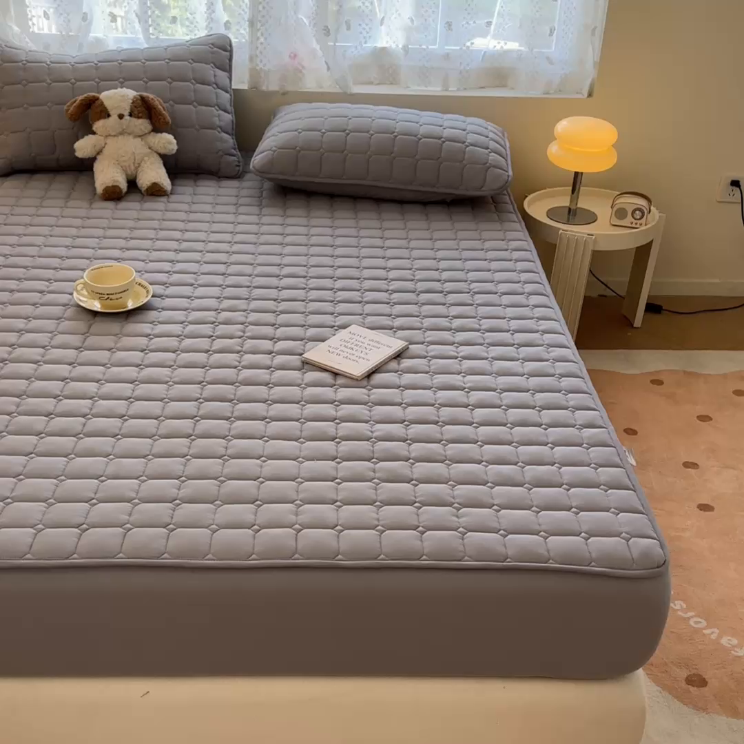 91家纺网 家纺一手货源 找家纺 （总）雯豆家纺 2025新款简约水洗棉夹棉床笠-雅韵