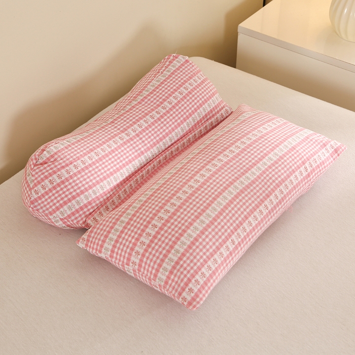 91家纺网 家纺一手货源 找家纺 金牛枕芯 2025新款全棉双合一荞麦枕保健枕爆款枕头枕芯 双合一荞麦枕-粉色 通用