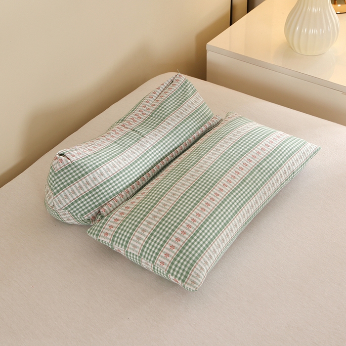 91家纺网 家纺一手货源 找家纺 金牛枕芯 2025新款全棉双合一荞麦枕保健枕爆款枕头枕芯 双合一荞麦枕-绿色 通用