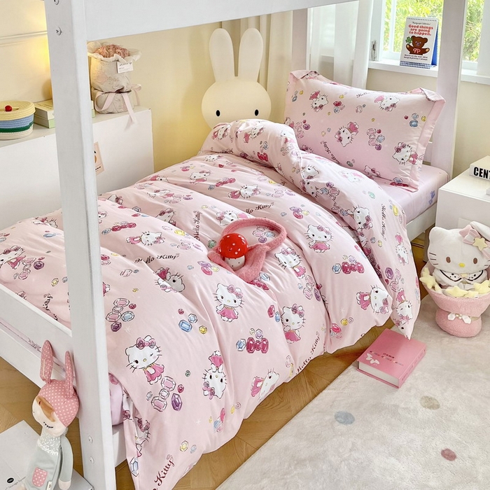 91家纺网 家纺一手货源 找家纺 （总）蘭菲家纺 2025新款三丽鸥系列全棉印花三件套、四件套