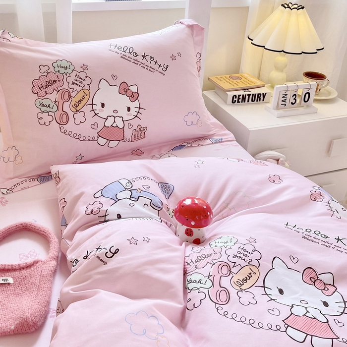 91家纺网 家纺一手货源 找家纺 蘭菲家纺 2025新款三丽鸥系列全棉印花三件套、四件套 8分甜