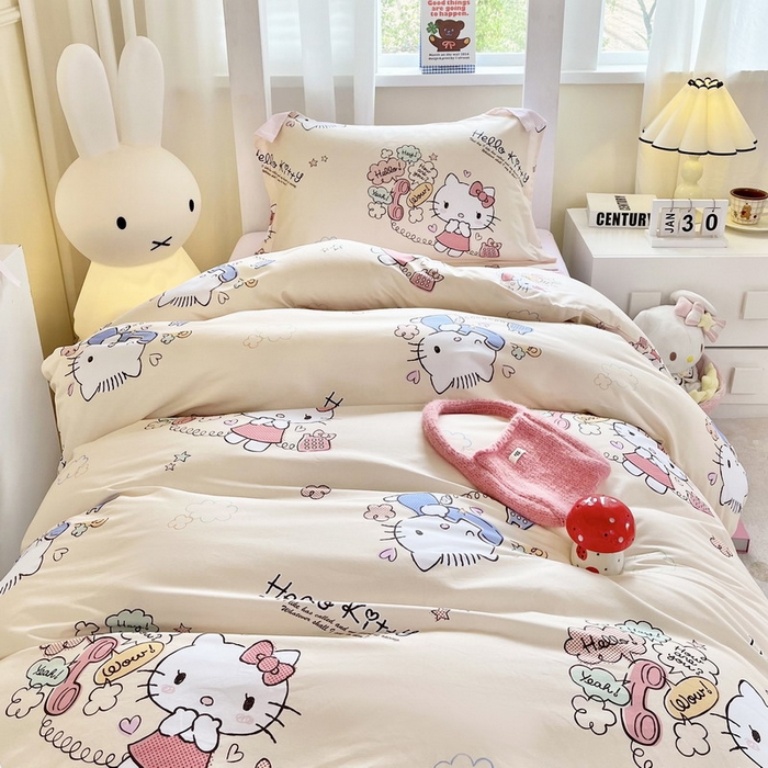 91家纺网 家纺一手货源 找家纺 蘭菲家纺 2025新款三丽鸥系列全棉印花三件套、四件套 9分甜