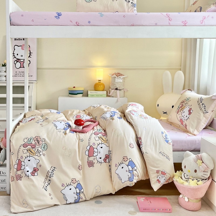 91家纺网 家纺一手货源 找家纺 蘭菲家纺 2025新款三丽鸥系列全棉印花三件套、四件套 9分甜