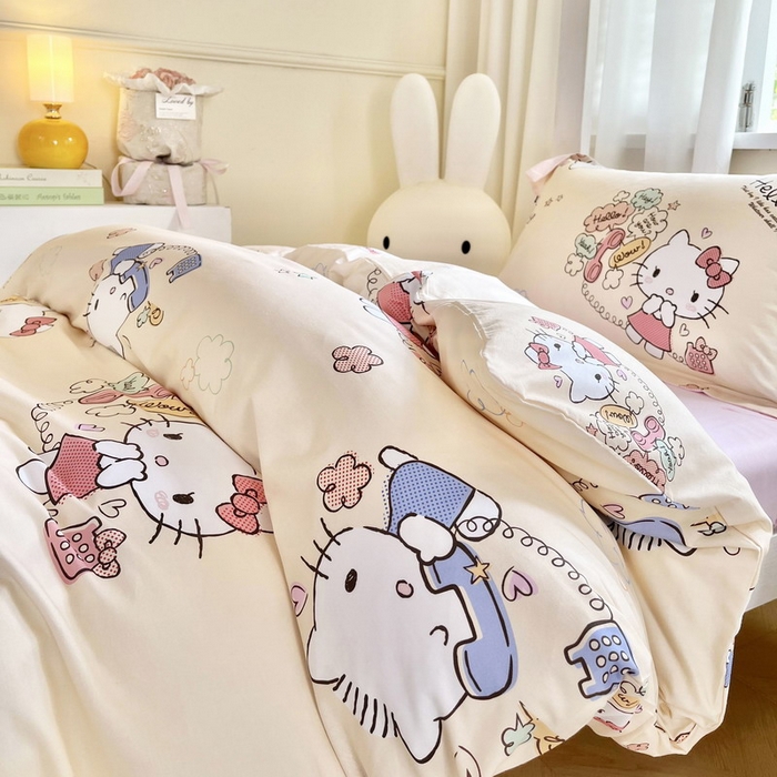 91家纺网 家纺一手货源 找家纺 蘭菲家纺 2025新款三丽鸥系列全棉印花三件套、四件套 9分甜