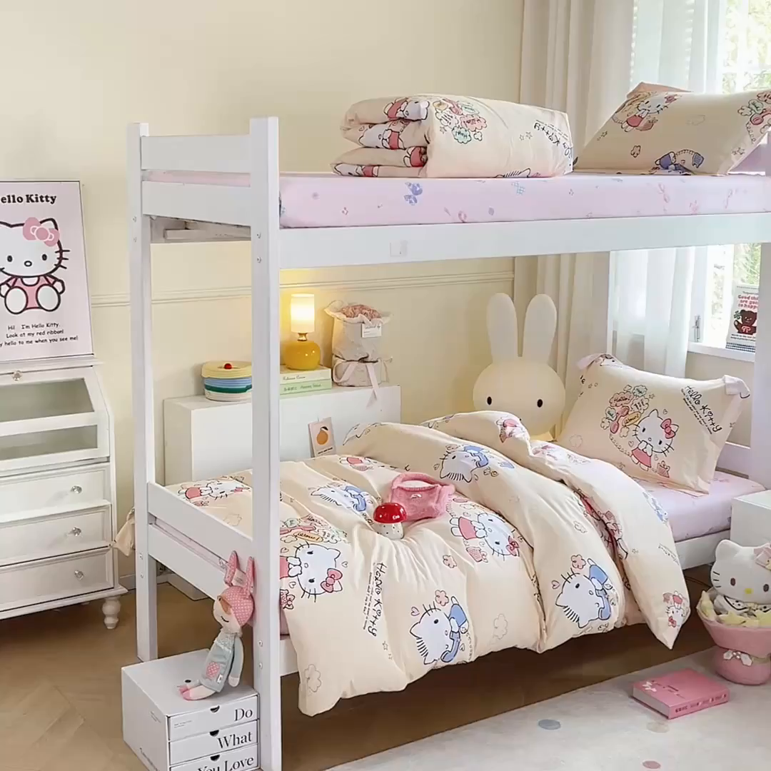 91家纺网 家纺一手货源 找家纺 蘭菲家纺 2025新款三丽鸥系列全棉印花三件套、四件套 9分甜