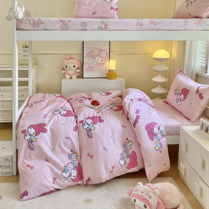 91家纺网 家纺一手货源 找家纺 蘭菲家纺 2025新款三丽鸥系列全棉印花三件套、四件套 美食家