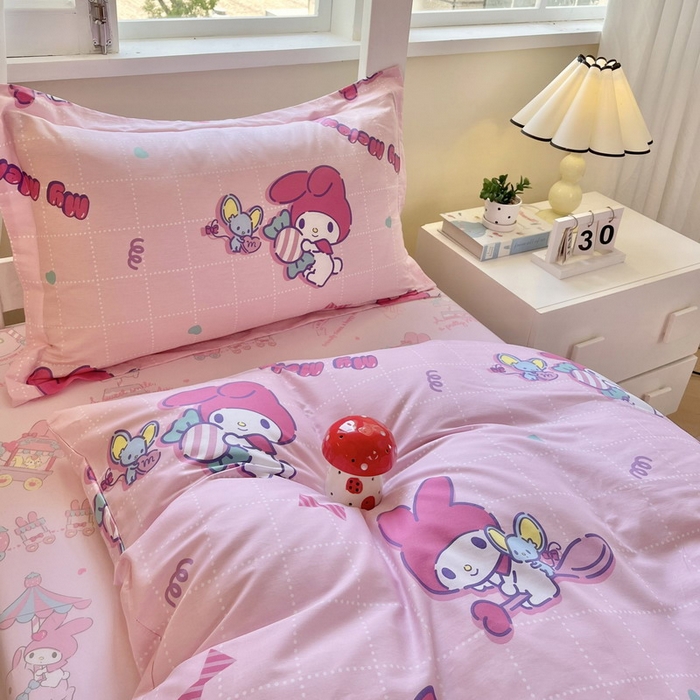 91家纺网 家纺一手货源 找家纺 蘭菲家纺 2025新款三丽鸥系列全棉印花三件套、四件套 美食家