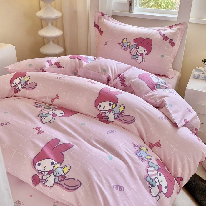 91家纺网 家纺一手货源 找家纺 蘭菲家纺 2025新款三丽鸥系列全棉印花三件套、四件套 美食家