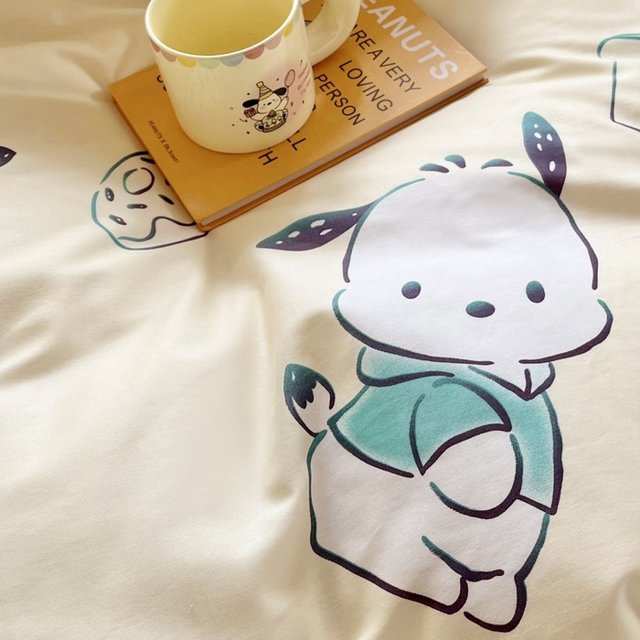 91家纺网 家纺一手货源 找家纺 蘭菲家纺 2025新款三丽鸥系列全棉印花三件套、四件套 俏皮狗