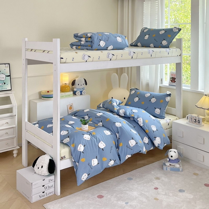 91家纺网 家纺一手货源 找家纺 蘭菲家纺 2025新款三丽鸥系列全棉印花三件套、四件套 小金豆-灰