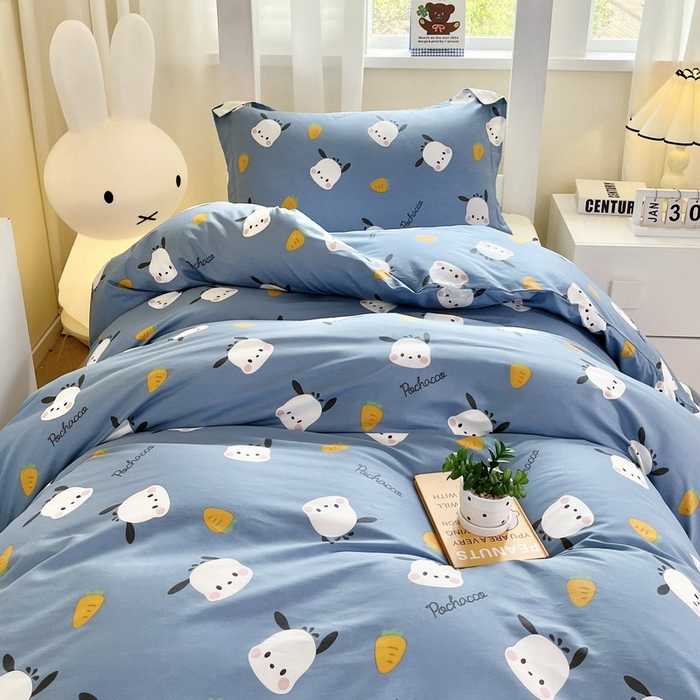 91家纺网 家纺一手货源 找家纺 蘭菲家纺 2025新款三丽鸥系列全棉印花三件套、四件套 小金豆-灰