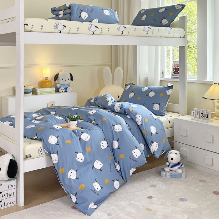 91家纺网 家纺一手货源 找家纺 蘭菲家纺 2025新款三丽鸥系列全棉印花三件套、四件套 小金豆-灰