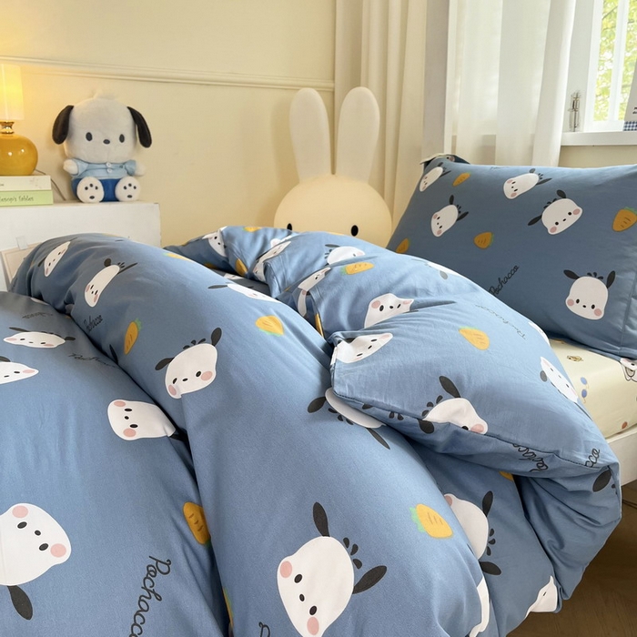 91家纺网 家纺一手货源 找家纺 蘭菲家纺 2025新款三丽鸥系列全棉印花三件套、四件套 小金豆-灰