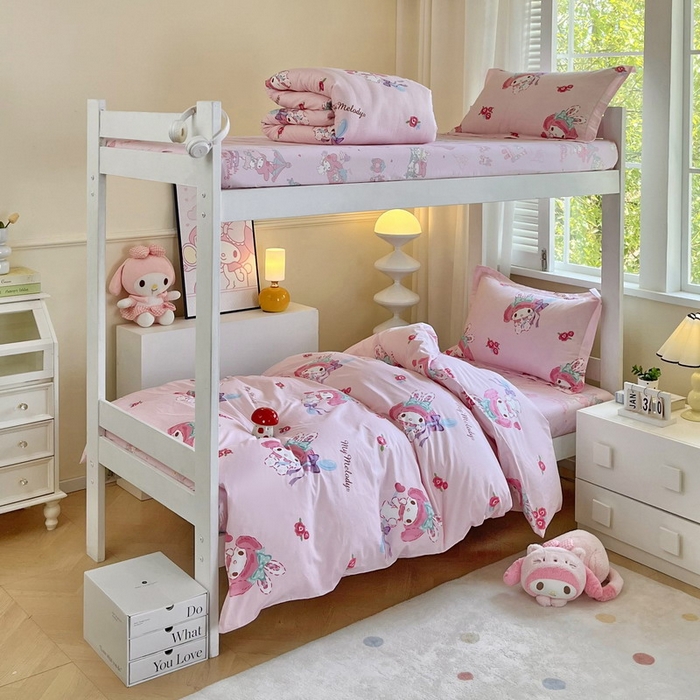 91家纺网 家纺一手货源 找家纺 蘭菲家纺 2025新款三丽鸥系列全棉印花三件套、四件套 小美