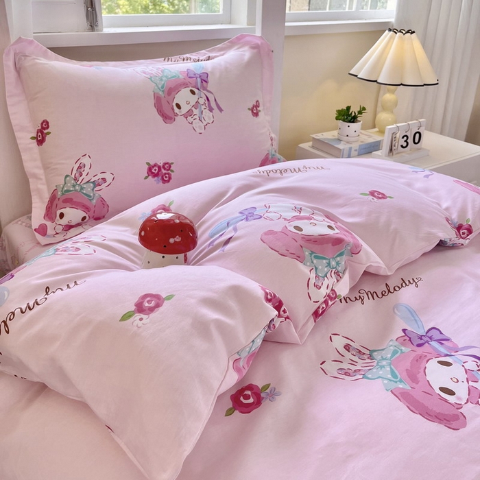 91家纺网 家纺一手货源 找家纺 蘭菲家纺 2025新款三丽鸥系列全棉印花三件套、四件套 小美