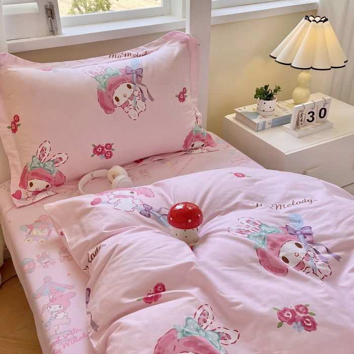 91家纺网 家纺一手货源 找家纺 蘭菲家纺 2025新款三丽鸥系列全棉印花三件套、四件套 小美