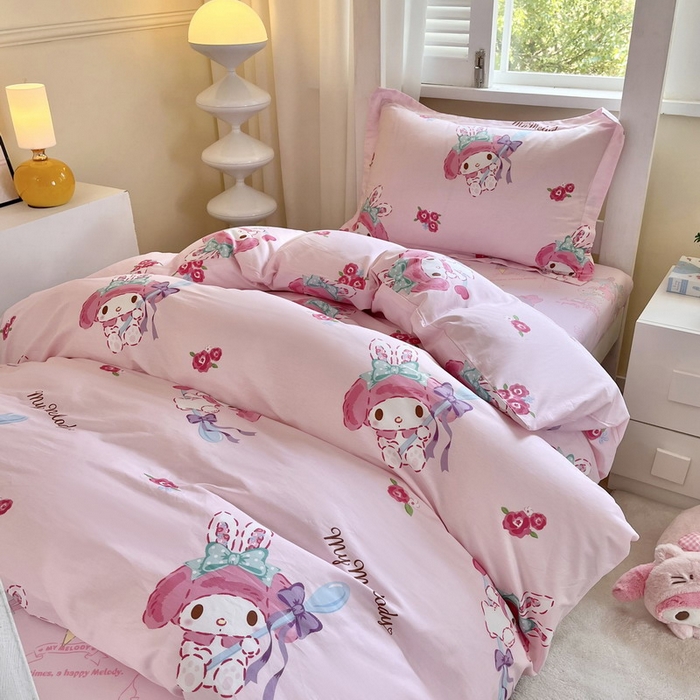 91家纺网 家纺一手货源 找家纺 蘭菲家纺 2025新款三丽鸥系列全棉印花三件套、四件套 小美