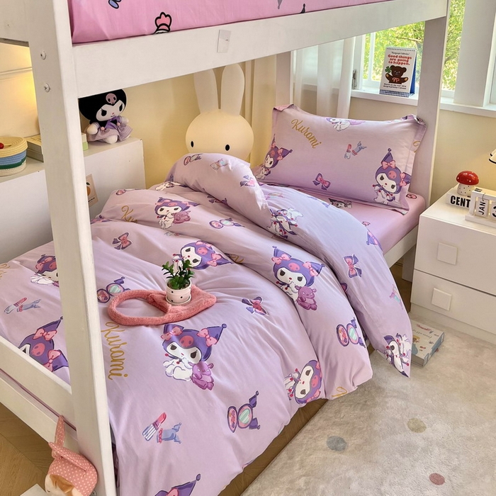 蘭菲家纺 2025新款三丽鸥系列全棉印花三件套、四件套 小甜酱-紫
