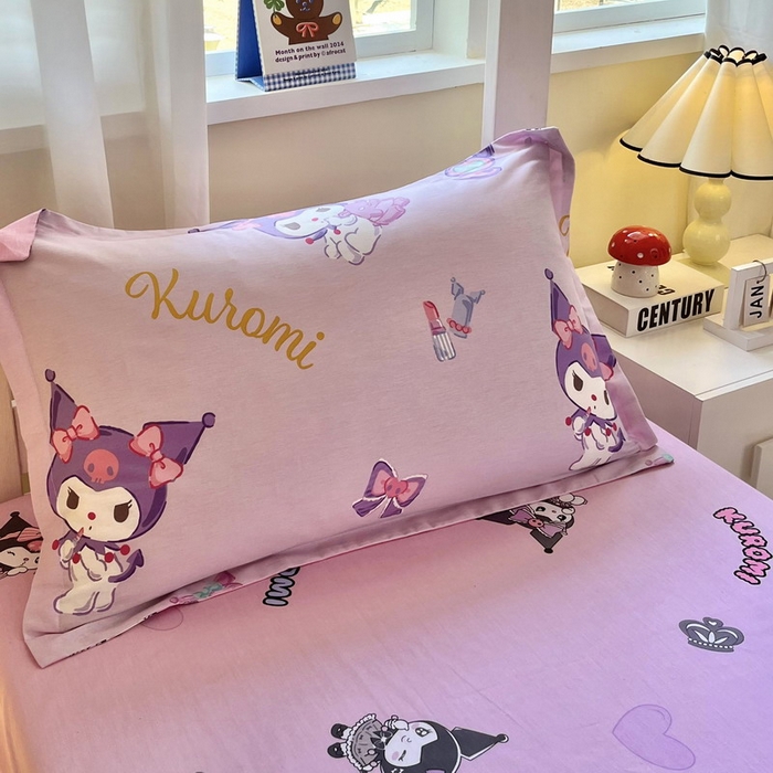 91家纺网 家纺一手货源 找家纺 蘭菲家纺 2025新款三丽鸥系列全棉印花三件套、四件套 小甜酱-紫