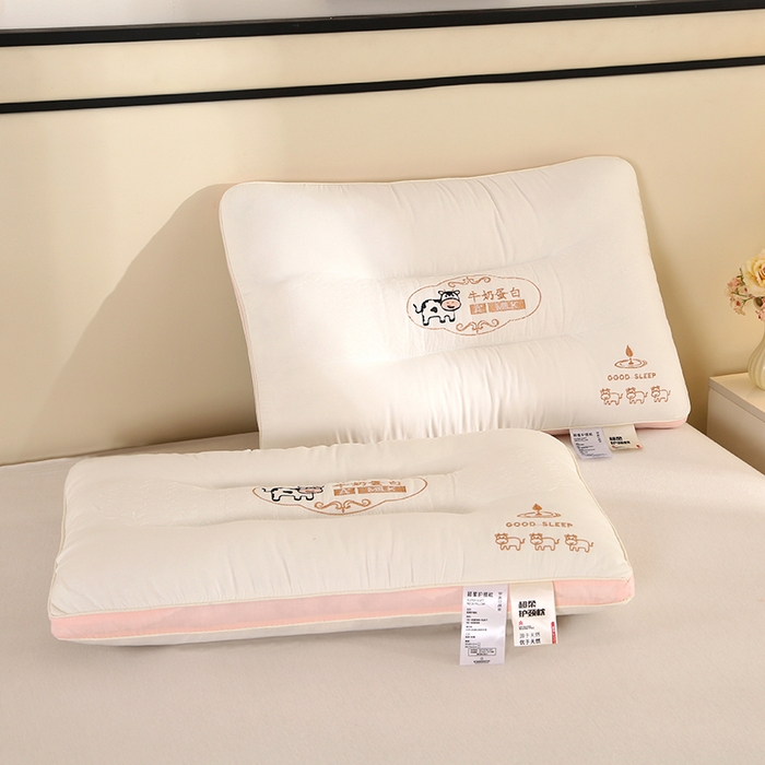 91家纺网 家纺一手货源 找家纺 （总）金牛枕芯 2025新款牛奶蛋白A类乳胶夹层牵引枕头学生枕头枕芯