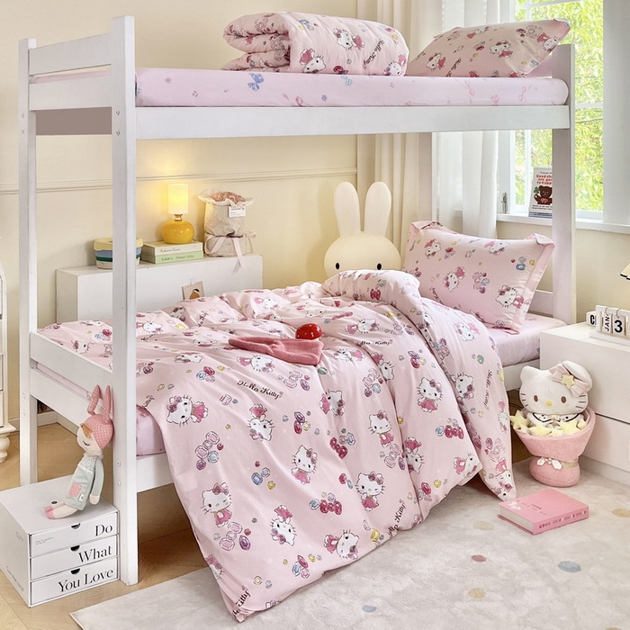 91家纺网 家纺一手货源 找家纺 蘭菲家纺 2025新款三丽鸥系列全棉印花三件套、四件套 小甜心