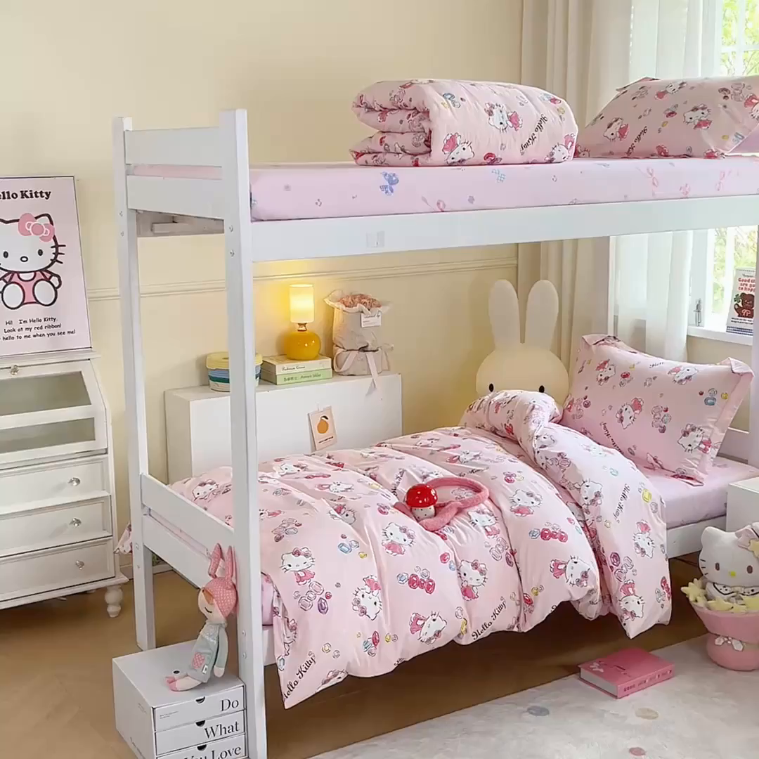 91家纺网 家纺一手货源 找家纺 蘭菲家纺 2025新款三丽鸥系列全棉印花三件套、四件套 小甜心