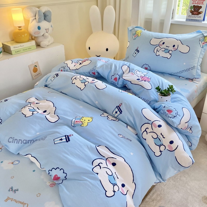 91家纺网 家纺一手货源 找家纺 蘭菲家纺 2025新款三丽鸥系列全棉印花三件套、四件套 小团子