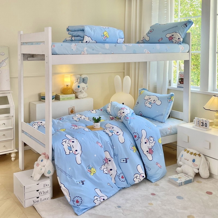 91家纺网 家纺一手货源 找家纺 蘭菲家纺 2025新款三丽鸥系列全棉印花三件套、四件套 小团子