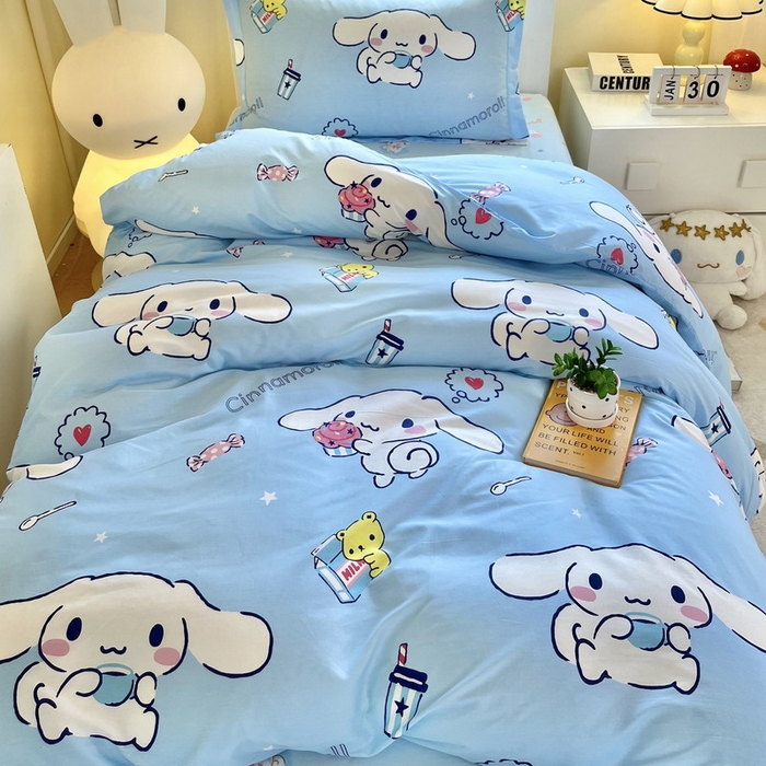 91家纺网 家纺一手货源 找家纺 蘭菲家纺 2025新款三丽鸥系列全棉印花三件套、四件套 小团子