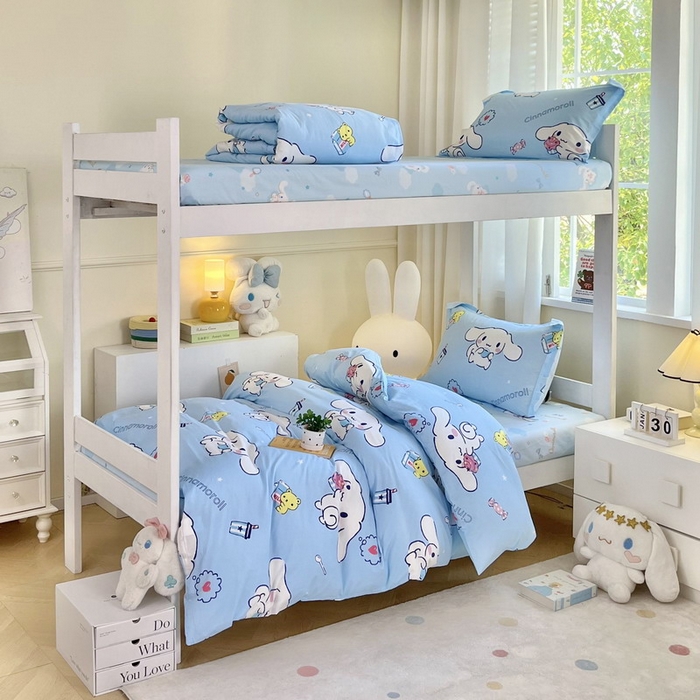 91家纺网 家纺一手货源 找家纺 蘭菲家纺 2025新款三丽鸥系列全棉印花三件套、四件套 小团子