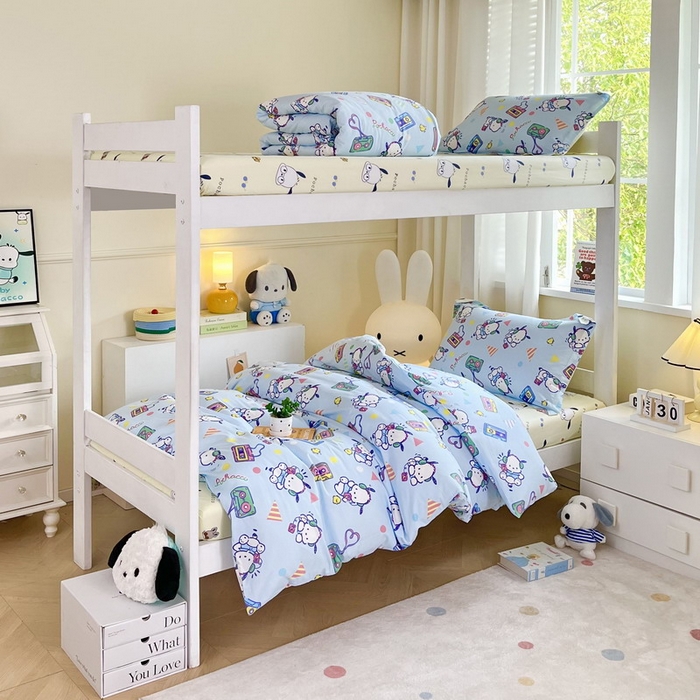 91家纺网 家纺一手货源 找家纺 蘭菲家纺 2025新款三丽鸥系列全棉印花三件套、四件套 演唱会-蓝