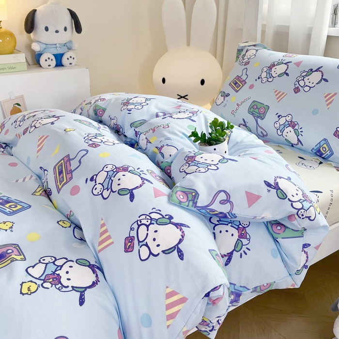 91家纺网 家纺一手货源 找家纺 蘭菲家纺 2025新款三丽鸥系列全棉印花三件套、四件套 演唱会-蓝