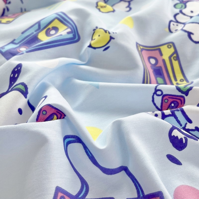 91家纺网 家纺一手货源 找家纺 蘭菲家纺 2025新款三丽鸥系列全棉印花三件套、四件套 演唱会-蓝