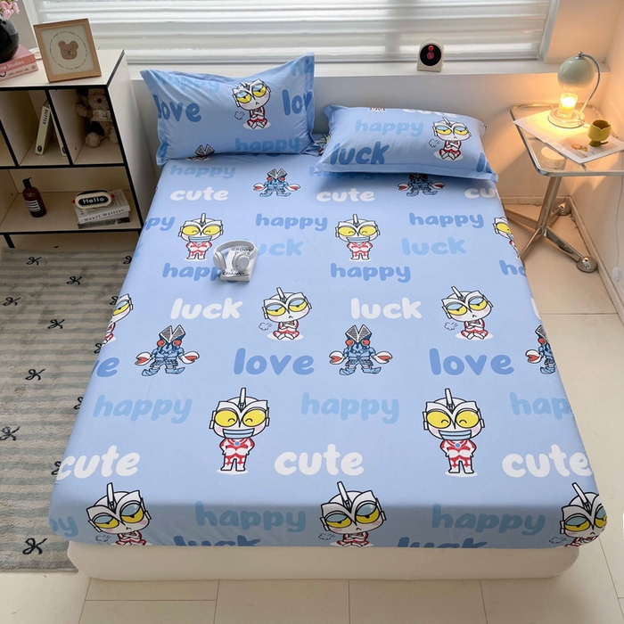 91家纺网 家纺一手货源 找家纺 （总）蘭菲家纺 2025新款学生季经典奥特曼系列全棉印花单品床笠