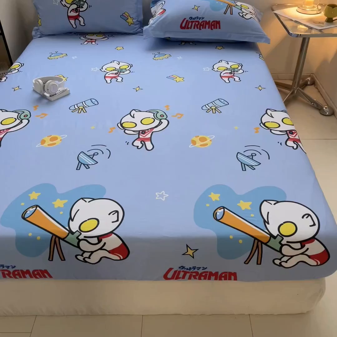 91家纺网 家纺一手货源 找家纺 蘭菲家纺 2025新款学生季经典奥特曼系列全棉印花单品床笠 科学家