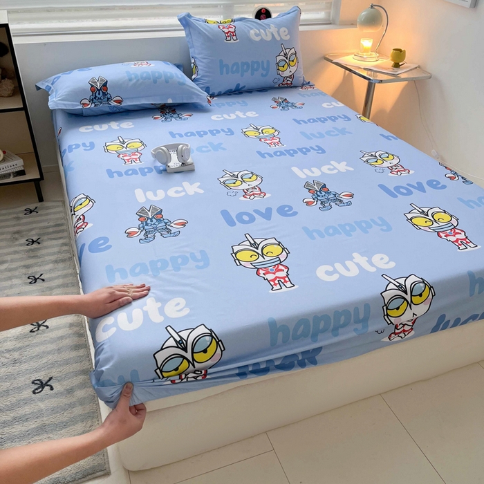 91家纺网 家纺一手货源 找家纺 蘭菲家纺 2025新款学生季经典奥特曼系列全棉印花单品床笠 上学