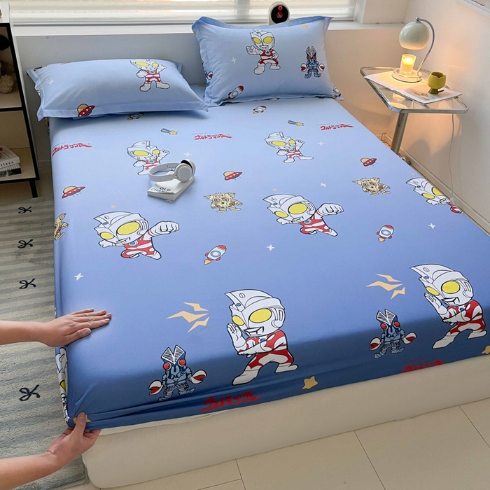 91家纺网 家纺一手货源 找家纺 蘭菲家纺 2025新款学生季经典奥特曼系列全棉印花单品床笠 小虎队