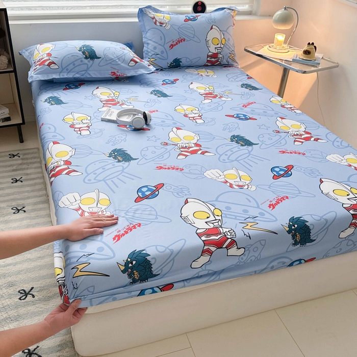 91家纺网 家纺一手货源 找家纺 蘭菲家纺 2025新款学生季经典奥特曼系列全棉印花单品床笠 宇宙飞人