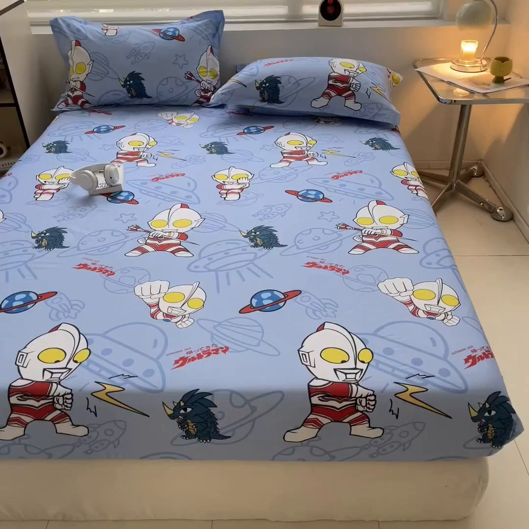 91家纺网 家纺一手货源 找家纺 蘭菲家纺 2025新款学生季经典奥特曼系列全棉印花单品床笠 宇宙飞人