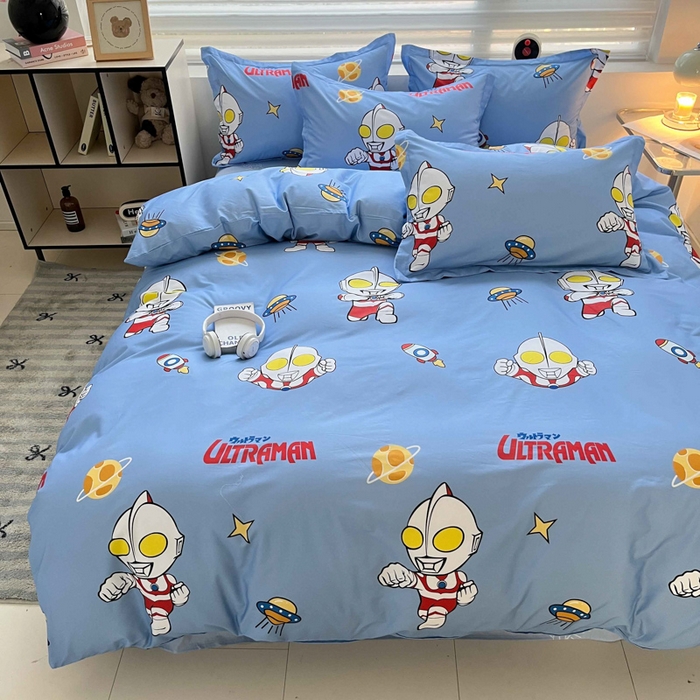 91家纺网 家纺一手货源 找家纺 蘭菲家纺 2025新款学生季经典奥特曼系列全棉印花单品床笠 追风